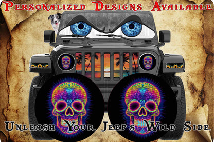 skull headlight decal