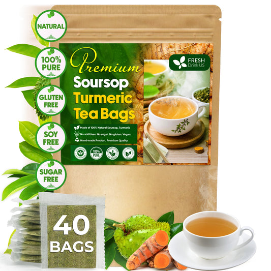 Premium Soursop Turmeric Tea Bags | Blend of Soursop Leaves, and Turmeric Root