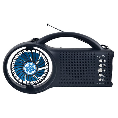 Solar Power Bluetooth Speaker with FM Radio / LED Torch Light / Fan (SC-1073ERF)