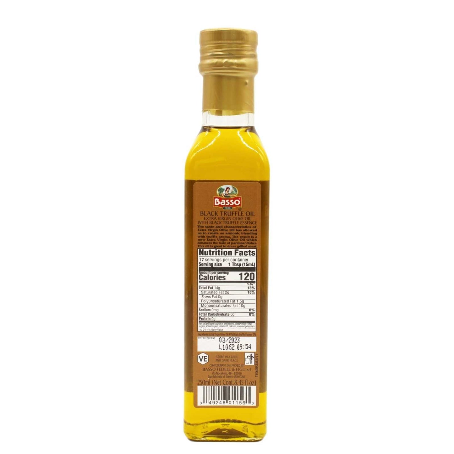 Basso Black Truffle Extra Virgin Olive Oil, 8.5oz / (250l)