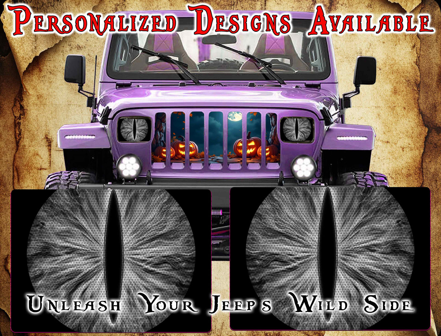 Black and white Eye decals for YJ or 5x7 headlights