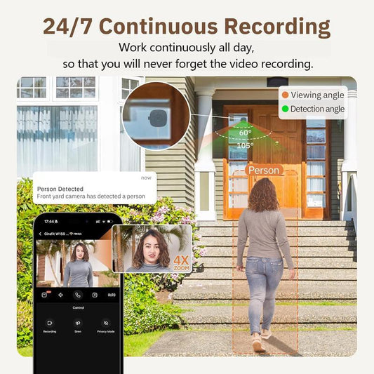 3MP Ultra HD Window Camera with Color Night Vision - 2-Way Installation Stick to Window Hang Anywhere AI Motion Alerts 24/7 Recording Cloud SD Storage Indoor Outdoor Use Safety Surveillance Hikvision Ref Cam Netradyne Chromamax Al Security Camera 2K