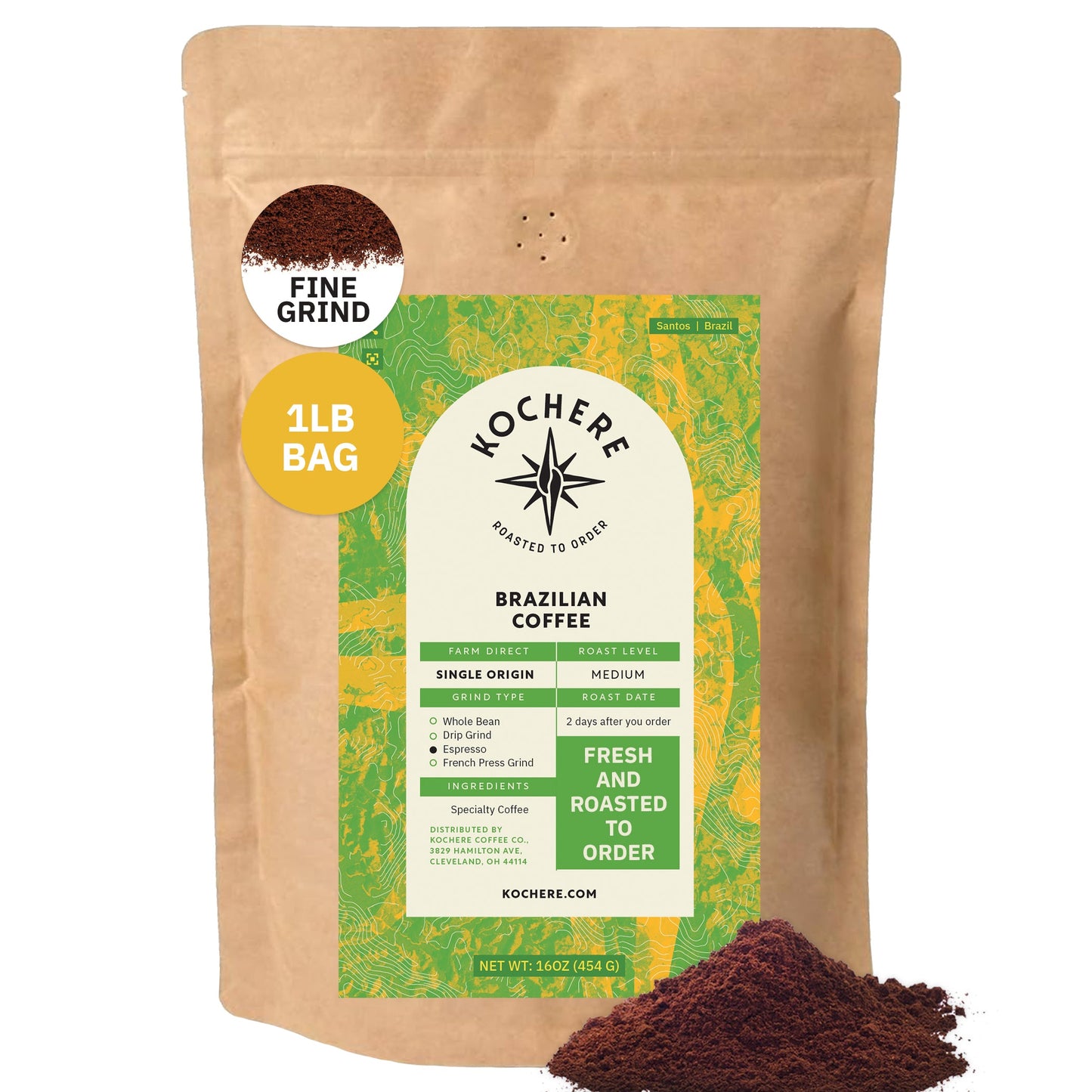 Kochere Coffee Brazilian Santos Medium Roast - Smooth, Elegant, Cocoa Notes