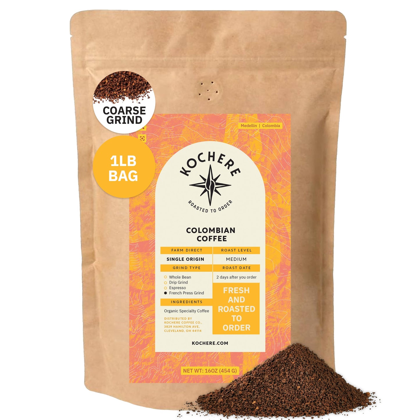 Kochere Coffee Colombian Medellin Single Origin Medium Roast - Dried Orange, Berry Notes