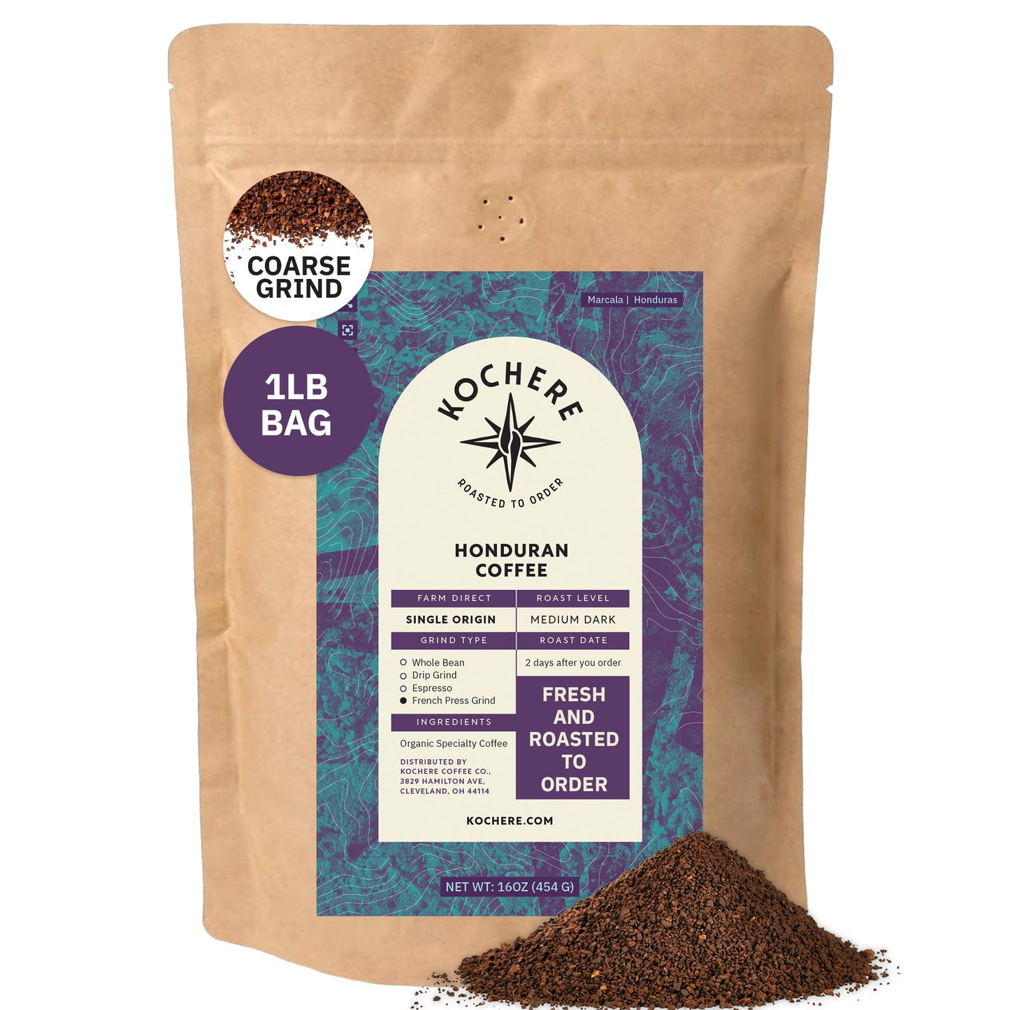 Kochere Coffee Honduran Marcala Organic Medium Roast - Caramel, Spice, Brown Sugar Notes