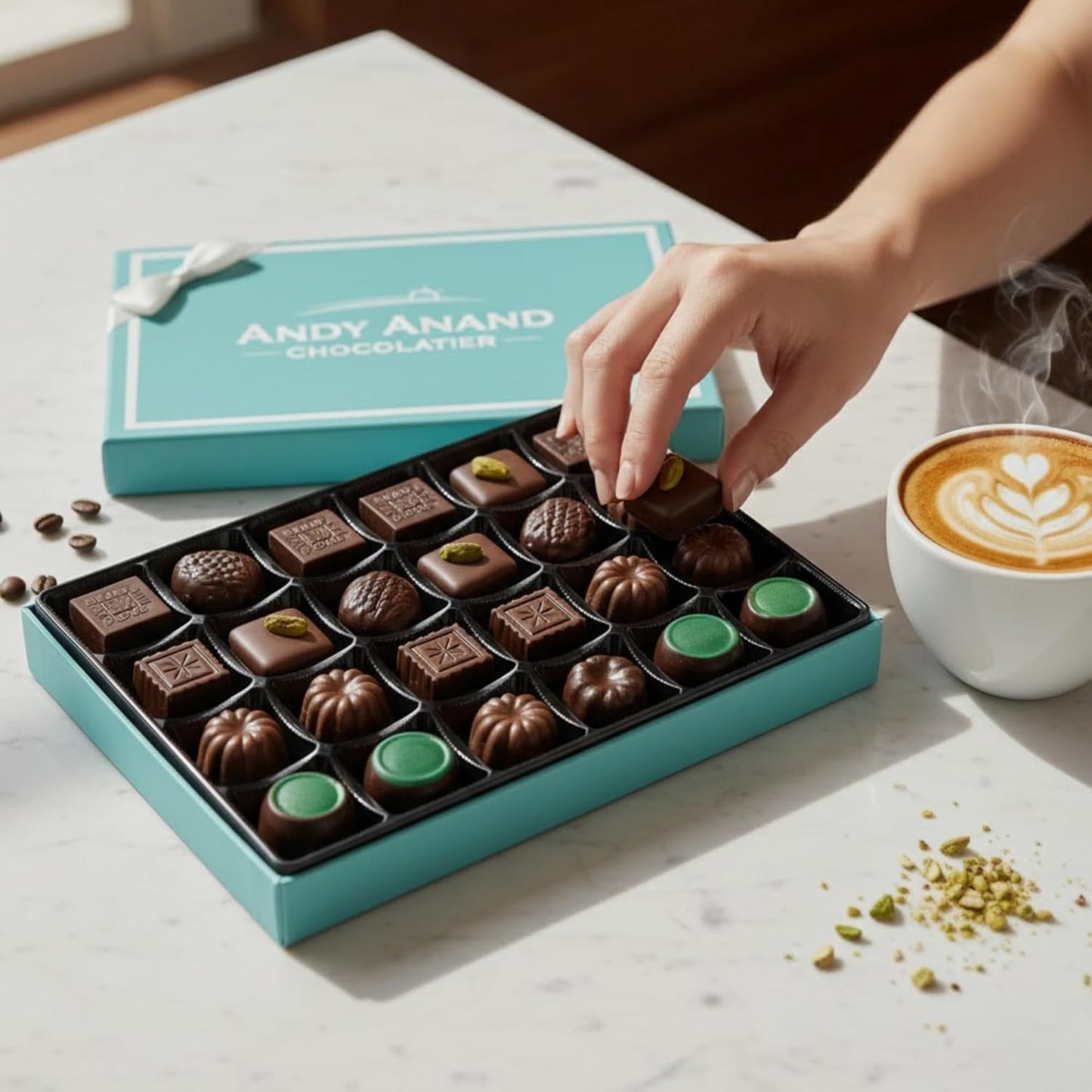 Andy Anand Luxury Gluten-Free Vegan Dark Chocolate Truffles Praline Collection – 24 Pcs Gift Box for Holidays & Special Occasions, Made with 60% Chocolate (Cocoa Butter)