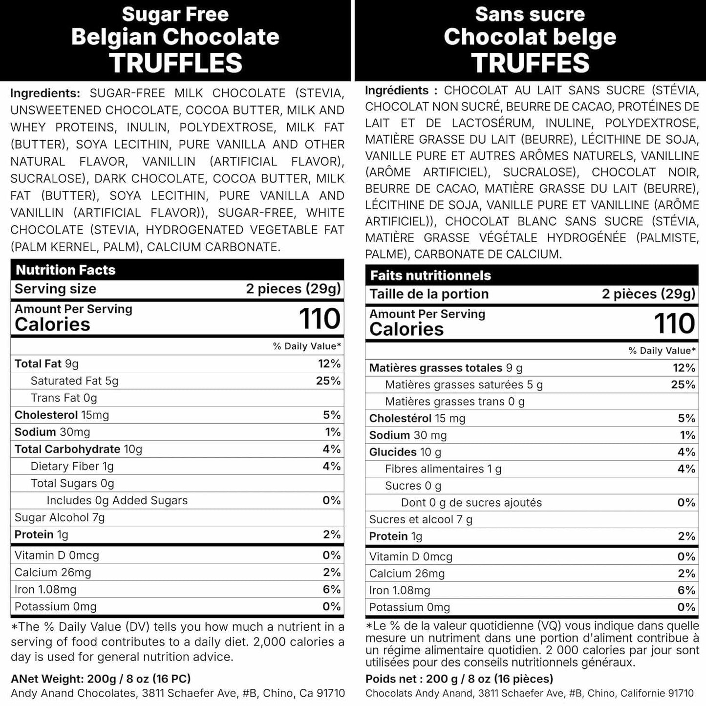 Andy Anand Sugar-Free Chef Collection Belgian Chocolate Truffles, 15 pc – 60% Cacao, Diabetic-Friendly, Birthday & Valentine's Gift Box