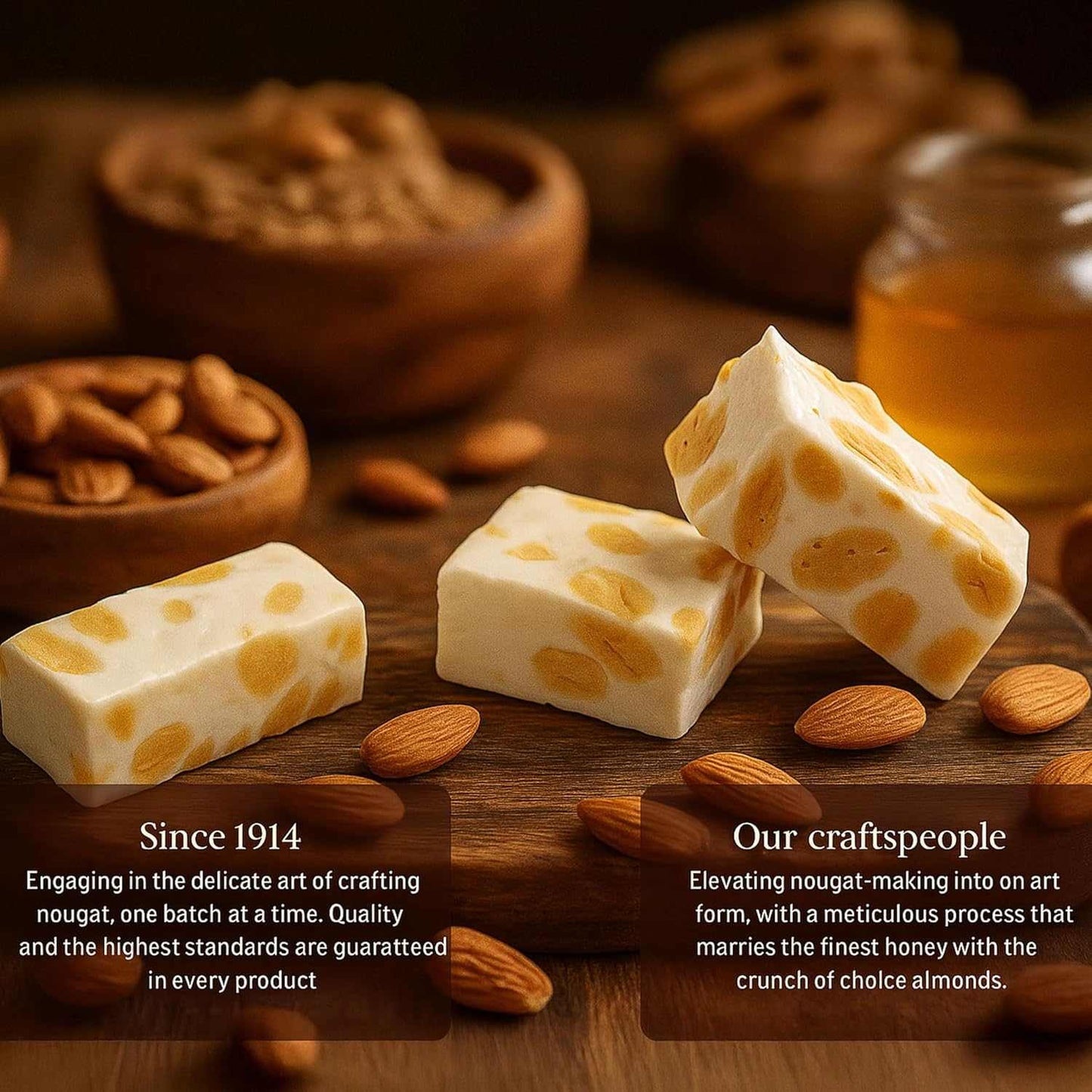 Andy Anand Chocolatier Sugar & Gluten Free Almond Brittle Nougat - Made in Europe Gluten Free Diabetic Friendly Nougat Candy, Unforgettable Flavor,Bite With Italian Nougat Brittle (7 Oz)