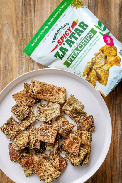 12 Pack Pita Chip Variety (4 Za'atar Pita Chips, 4 Spicy Za'atar Pita Chips, 4 Sea Salt Pita Chips)