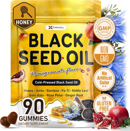 Black Seed Oil Gummies | Hair, Skin & Nail Nourishment | Pomegranate Flavor