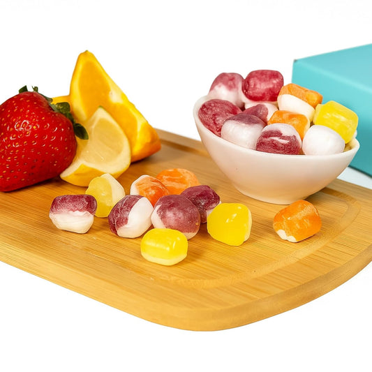 Andy Anand Chocolatier Sugar Free Trio of Strawberry Cream, Orange Cream & Lemon Cream Candy Hard Candy, Unique taste, Flown from Europe 25 Pieces - Sugar & Aspartame Free - Naturally Flavored & Sweetened - Non-GMO, Gluten Free, Keto & Diabetic Friendly