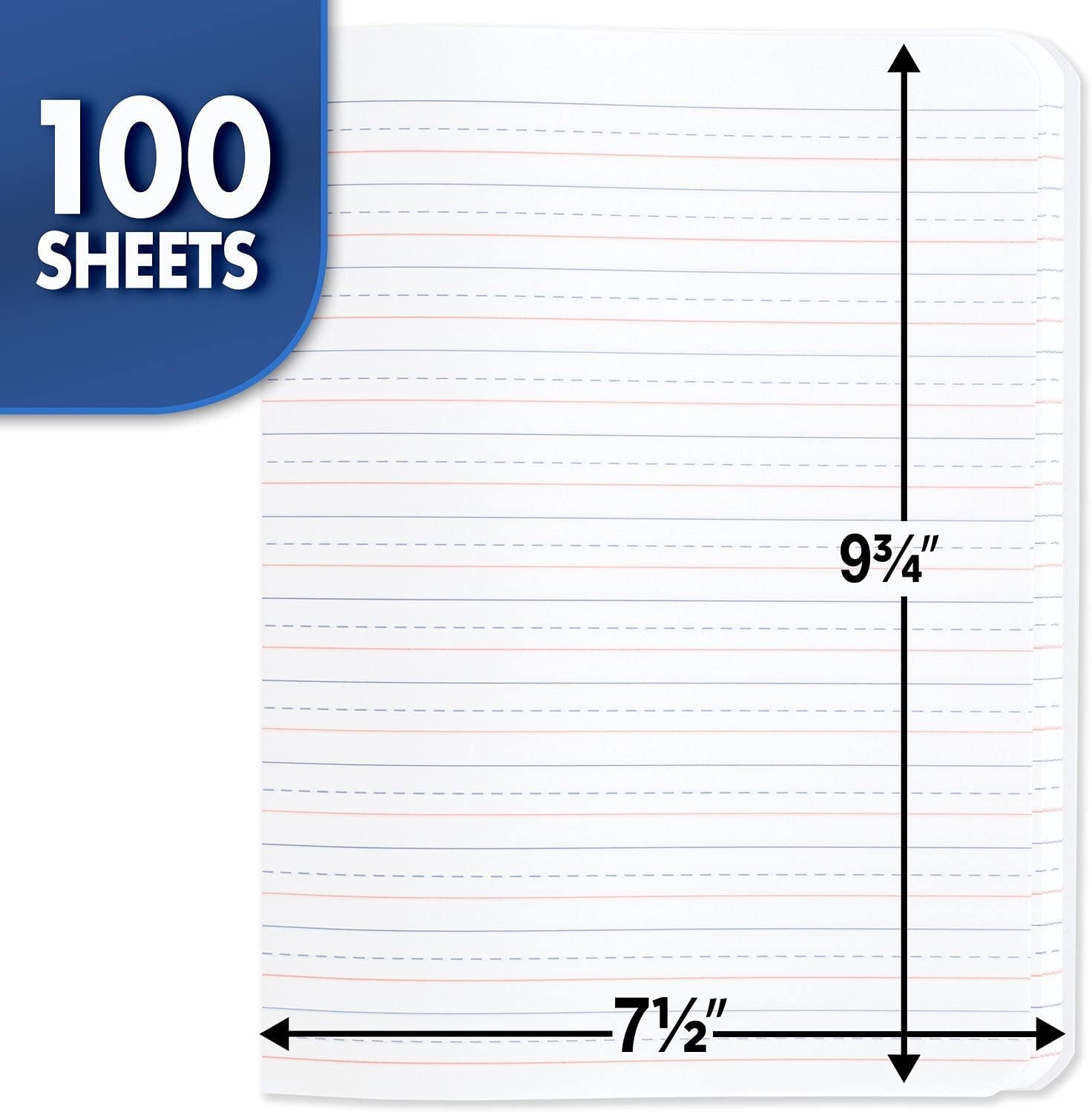 Primary Composition Book, Primary Ruled Journal, Grades K-2, 7-1/2" X 9-3/4", 100 Sheets, Blue Marble (09902)