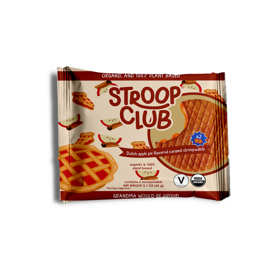 Stroop Club Apple Pie Caramel Plant Based and Organic Stroopwafels Box - 12 packs x 2-pack case