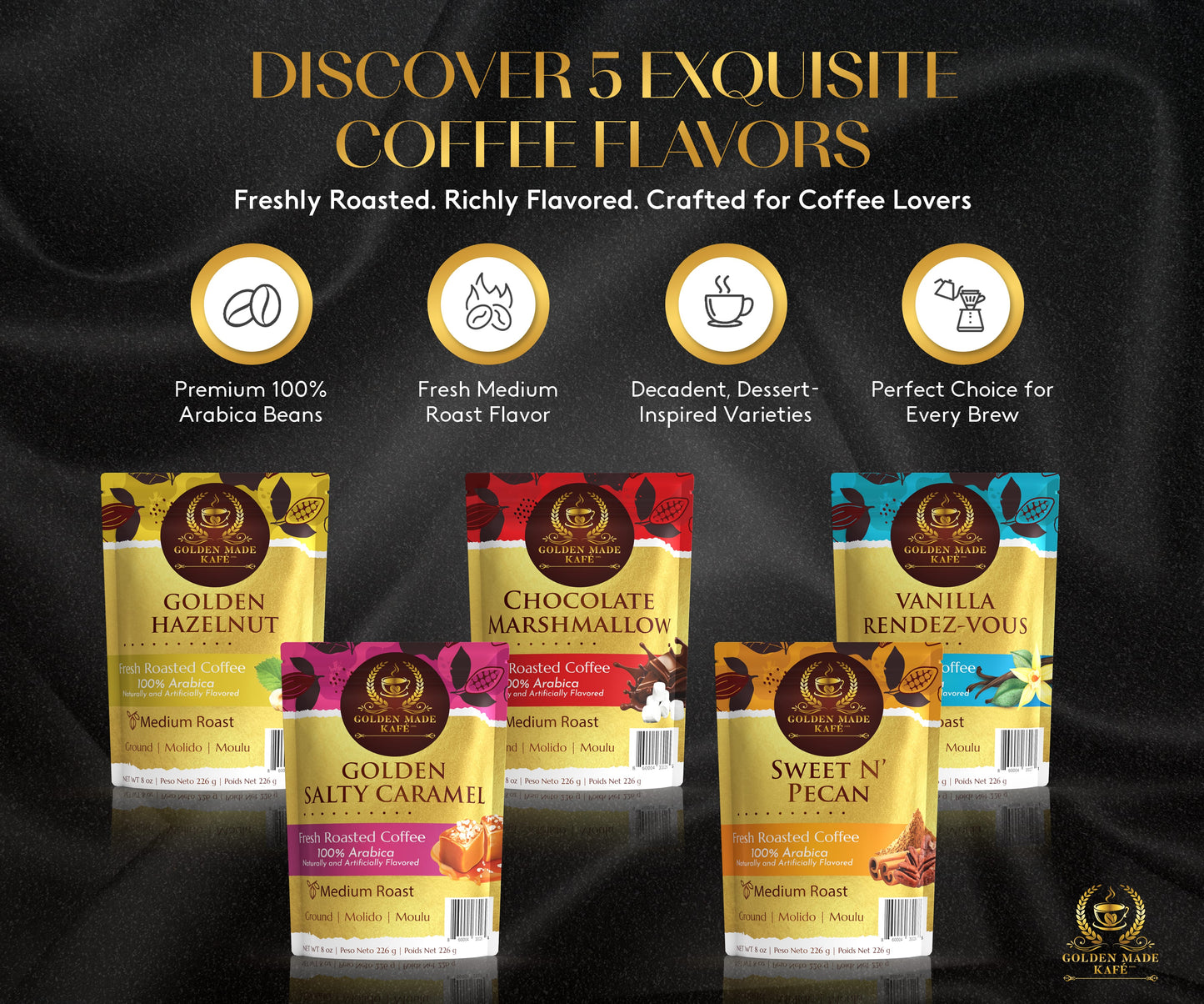 8oz PREMIUM GROUND COFFEE - GOLDEN SALTY CARAMEL