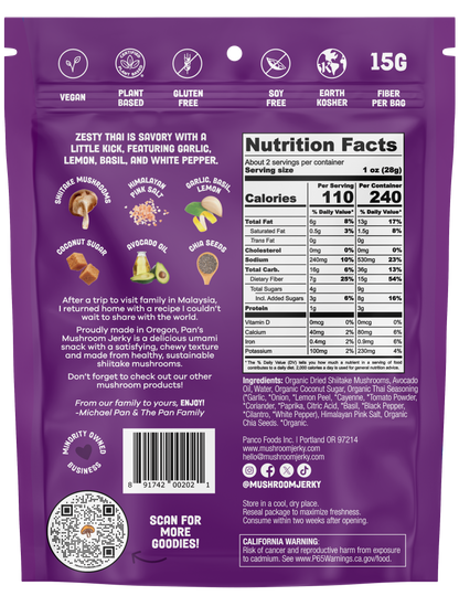 Zesty Thai Mushroom Jerky