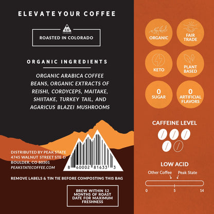 Peak State Coffee IMMUNITY BOOST Medium Roast - Three Pack (3 x 12 oz Bags)