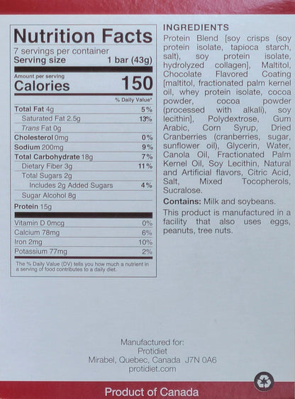 Raspberry Dark Chocolate Squares - ProtiDiet