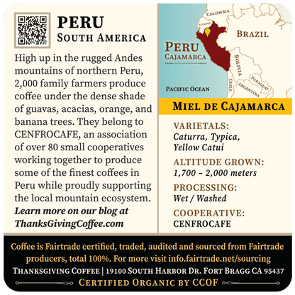 Peru - Miel de Cajamarca, Light Roast