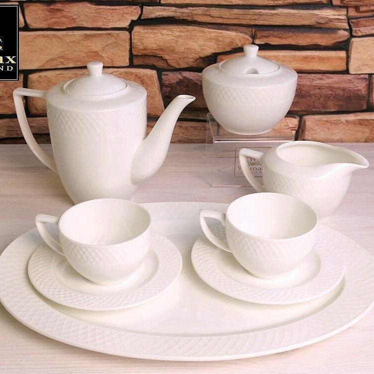 Wilmax Porcelain White 3 Oz | 90 Ml Coffee Cup & Saucer Set Of 6 In Gift Box