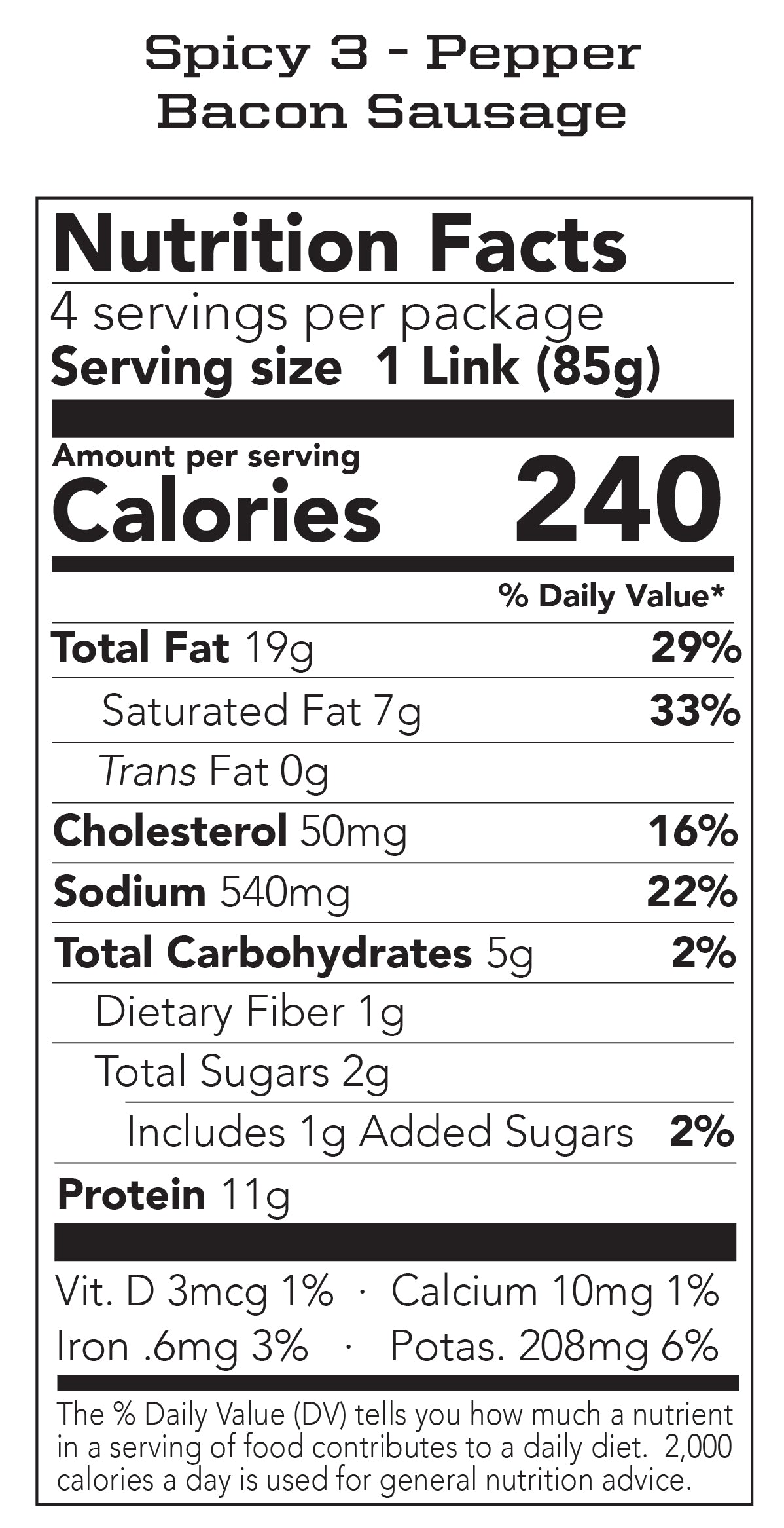 Bacon Sausage 6 Pack - Single Flavor