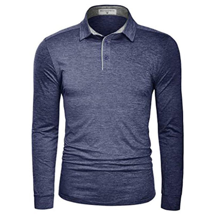 Men'S Solid Shirts New Style Casual Tshirts Polyester Henley Golf Polo Quick Dry Breathable Anit-Wrinkle Full Long Sleeve T-Shrit Tops New Arrival Summer Autumn Tee Menswear Underwear Plain Fabric