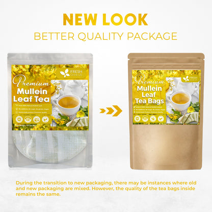 Mullein Leaf Tea Bags, 100% Natural & Pure from Mullein Leaves. Loose Leaf Mullein Herbal Tea. Made with Natural Material Tea Bags. No Sugar, No Caffeine, No Gluten, Vegan.