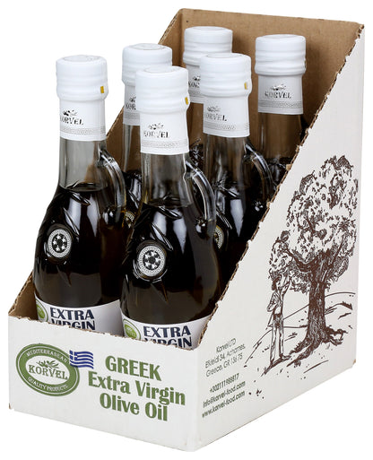 KORVEL Greek Extra Virgin Olive Oil, Amphora 8.45 fl oz (250ml) - 6 pack
