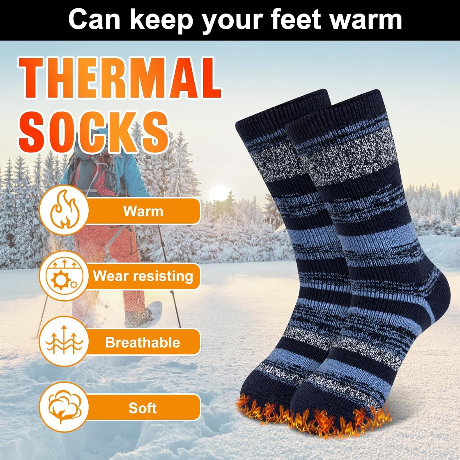 Thermal Socks for Men, Winter Warm Socks Mens for Cold Weather Extreme Temperatures