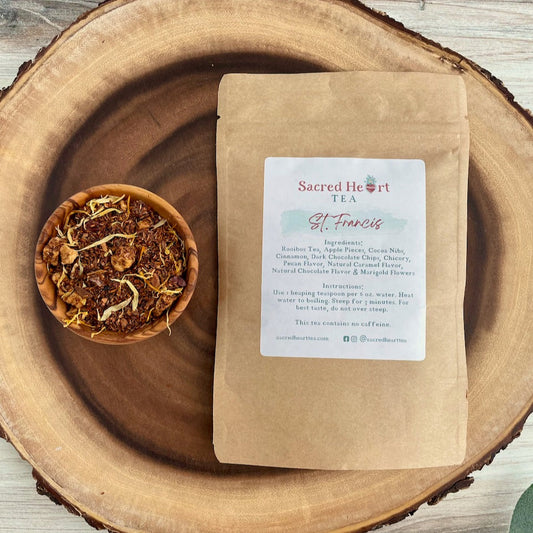 Saint Francis of Assisi – Rooibos Pecan Turtle Loose Leaf Tea | Chocolate Caramel Herbal Blend