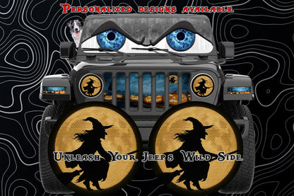 Witch and moon for a round beast headlight Decal.