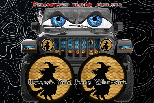 Witch and moon for a round beast headlight Decal.