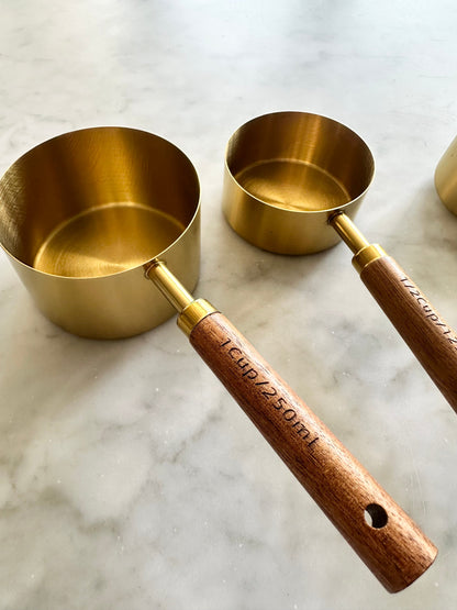 Montecito Acacia Wood & Gold Measuring Cups & Spoons Set