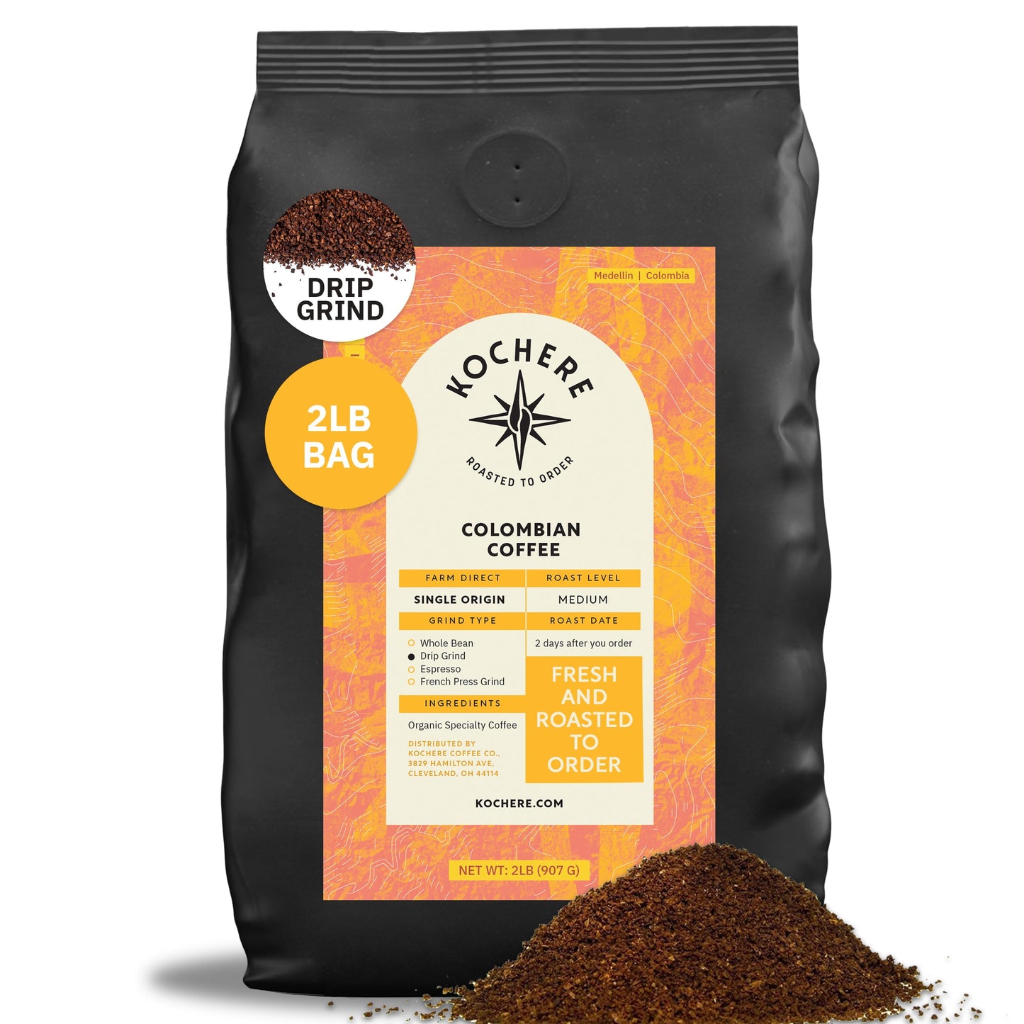 Kochere Coffee Colombian Medellin Single Origin Medium Roast - Dried Orange, Berry Notes