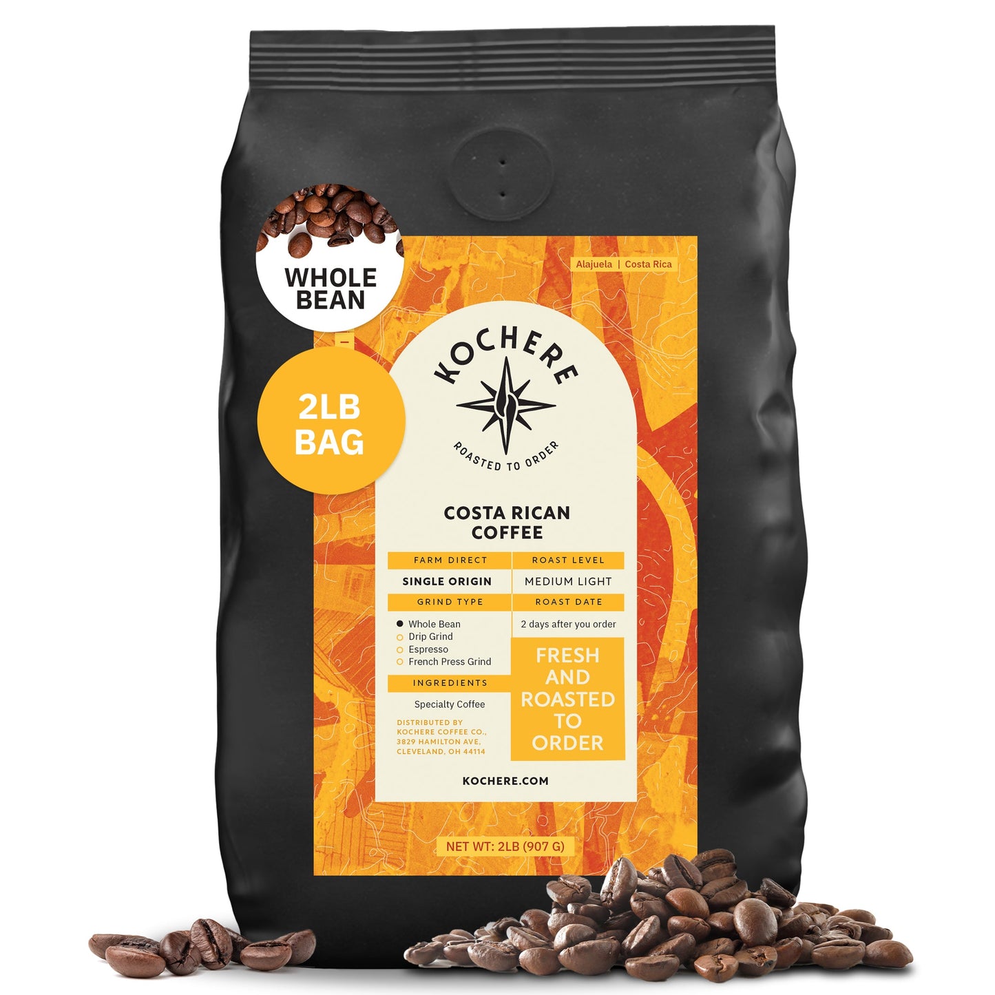 Kochere Coffee Costa Rican Alajuela Medium Light Roast - Sweet Apple, Raisin Notes
