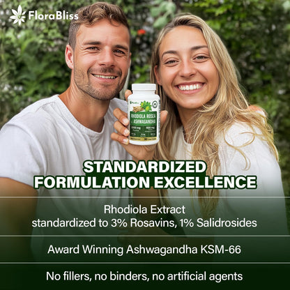 Rhodiola Rosea 2000mg with Ashwagandha KSM-66, L-Theanine, Holy Basil & BioPerine - High Potency Vegan Capsules