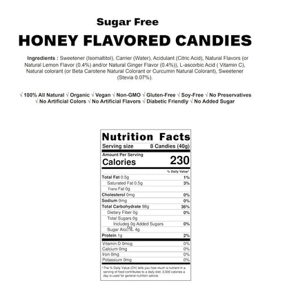 Andy Anand Sugar Free Honey Candies Dry Mouth Relief Drops – Honey Lemon Ginger with Propolis & Eucalyptus, Stevia Sweetened, Gluten Free, Keto Friendly, Low Calorie Hard Candy, Imported from Italy, 80 Pieces