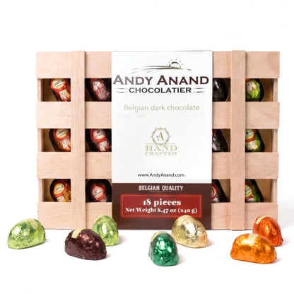 Andy Anand Liquor-Filled Chocolate Bottles, Beer Flavor, 18 pc – Vegan, 60% Cocoa Butter, Non-Alcoholic, Birthday & Holiday Gourmet Gift Box