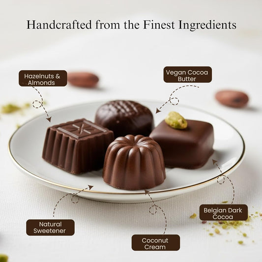Andy Anand Luxury Gluten-Free Vegan Dark Chocolate Truffles Praline Collection – 24 Pcs Gift Box for Holidays & Special Occasions, Made with 60% Chocolate (Cocoa Butter)