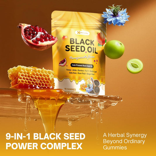 Black Seed Oil Gummies | Hair, Skin & Nail Nourishment | Pomegranate Flavor