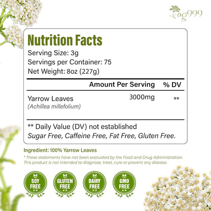 Premium Yarrow Tea Leaves | Naturally Aromatic, Freshly Packed Loose Leaf Yarrow