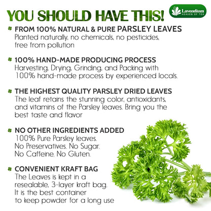 Premium Dried Parsley Leaves – 100% Pure, Non-GMO, Gluten-Free, Vegan – Aromatic Culinary Herb for Cooking, Garnish, and Seasoning