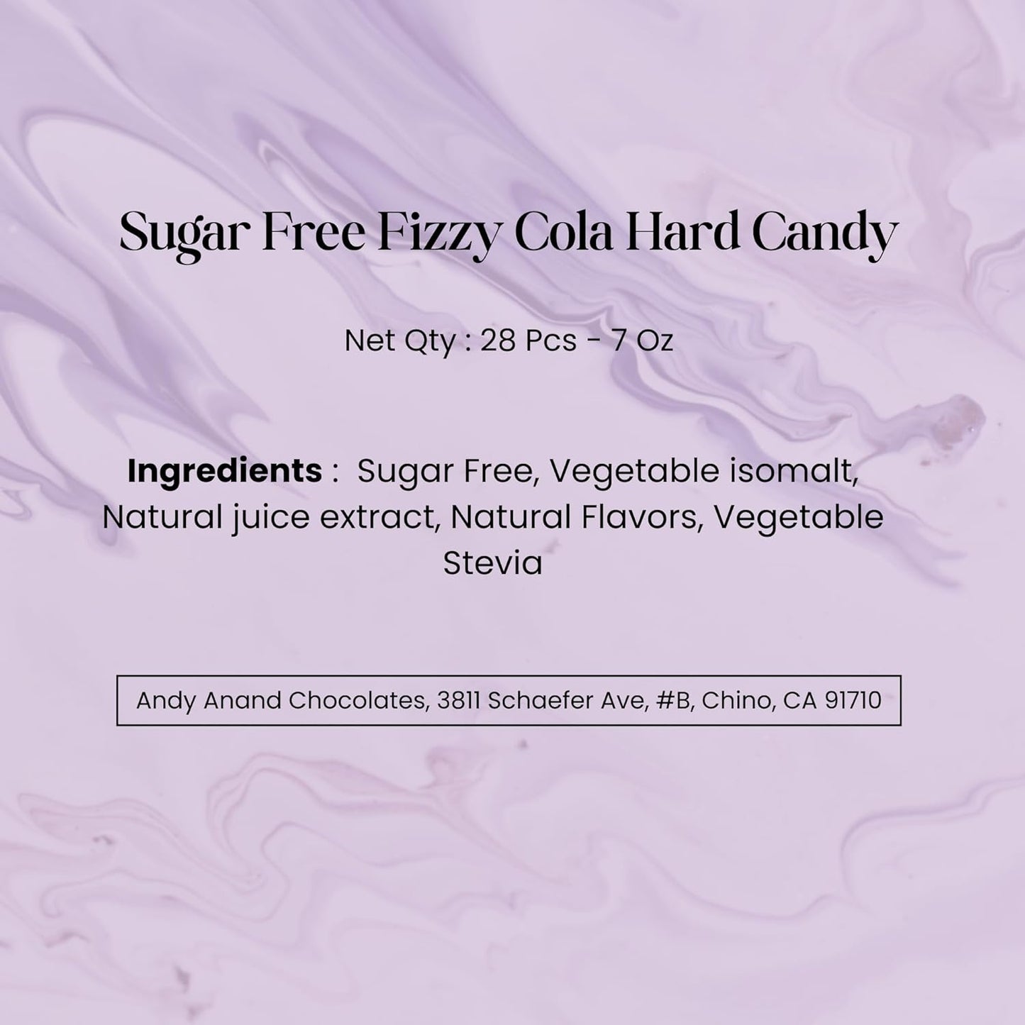 Andy Anand Chocolatier Sugar Free Fizzy Cola Hard Candy Boiled in Copper Kettle for Unique Taste - Naturally Flavored & Sweetened - Non-GMO, Gluten Free, Keto & Diabetic Friendly, Europe Special (28 Pcs - 7 Oz)