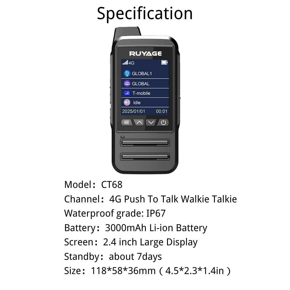 Ruyage Radio Nationwide PTT Walkie-Talkie(CT68)
