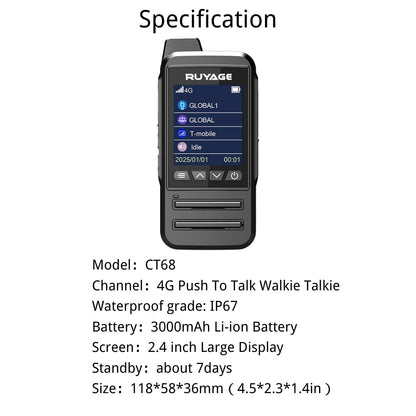 Ruyage Radio Nationwide PTT Walkie-Talkie(CT68)