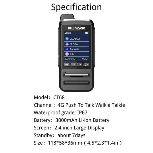 Ruyage Radio Nationwide PTT Walkie-Talkie(CT68)
