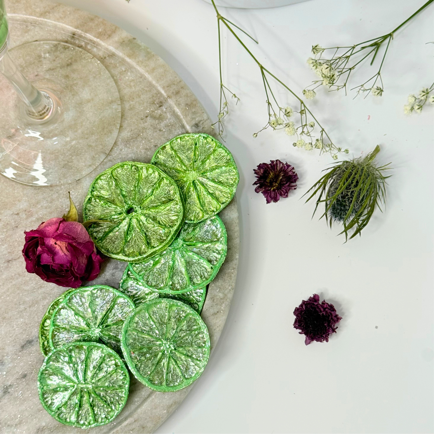 Wicked Inspired Pink and Green Luster Dust Dried Lime Garnish Set 2 Pack