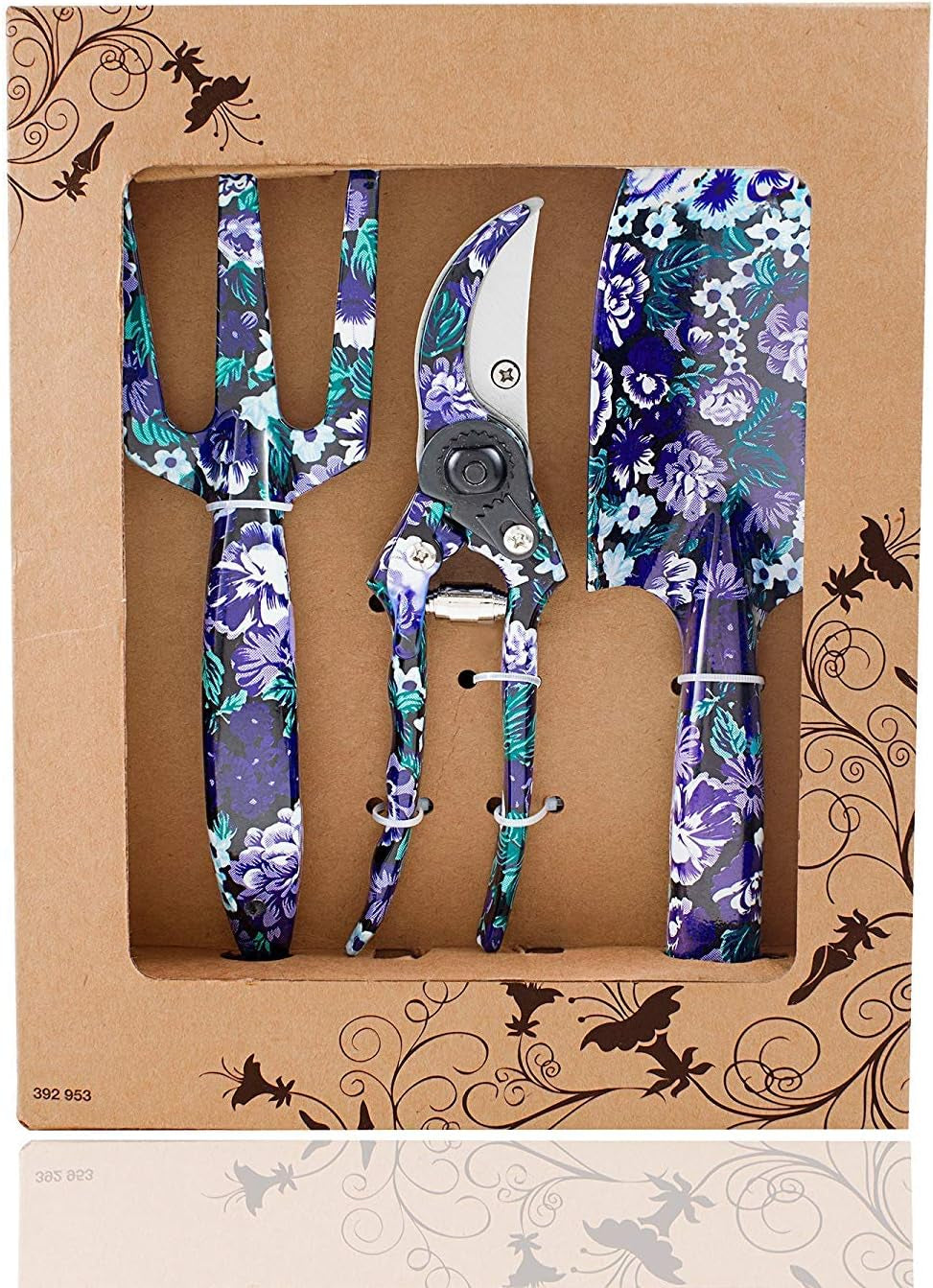3 Piece Aluminum Garden Tool Set - Trowel, Cultivator, Pruning Shear, Gift Set for Gardening Needs (Purple&Blue)