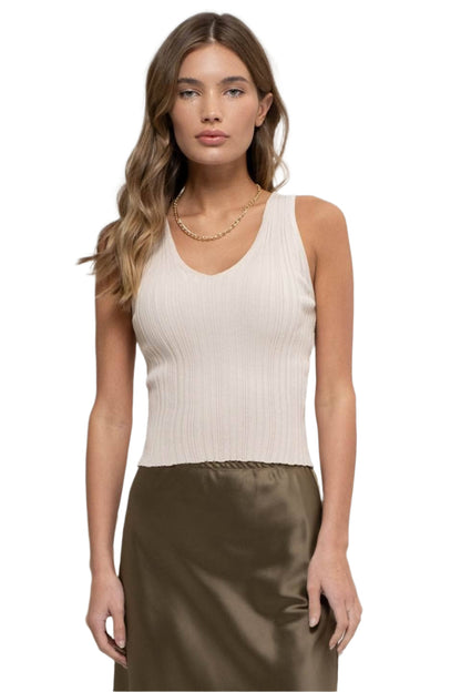 Sleeveless V Neck Sweater Knit Top