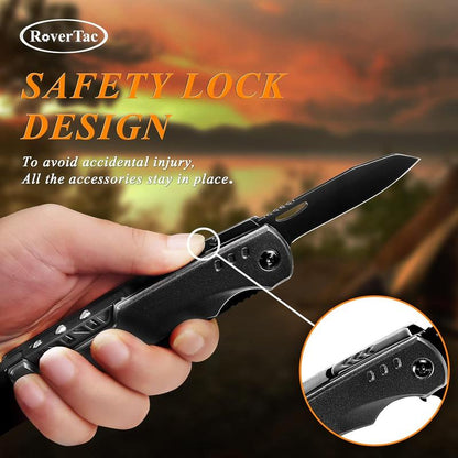 Rovertac Multi Tool Camping Axe Hatchet 11-In-1 Multitool Camping Gear Survival Tool with Axe Knife Hammer Saw Bottle Can Opener Screwdrivers Nylon Sheath Gifts for Men Perfect Camping Hiking Survival