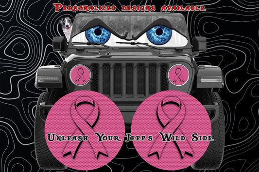 Breast cancer awareness for a round headlight decal.